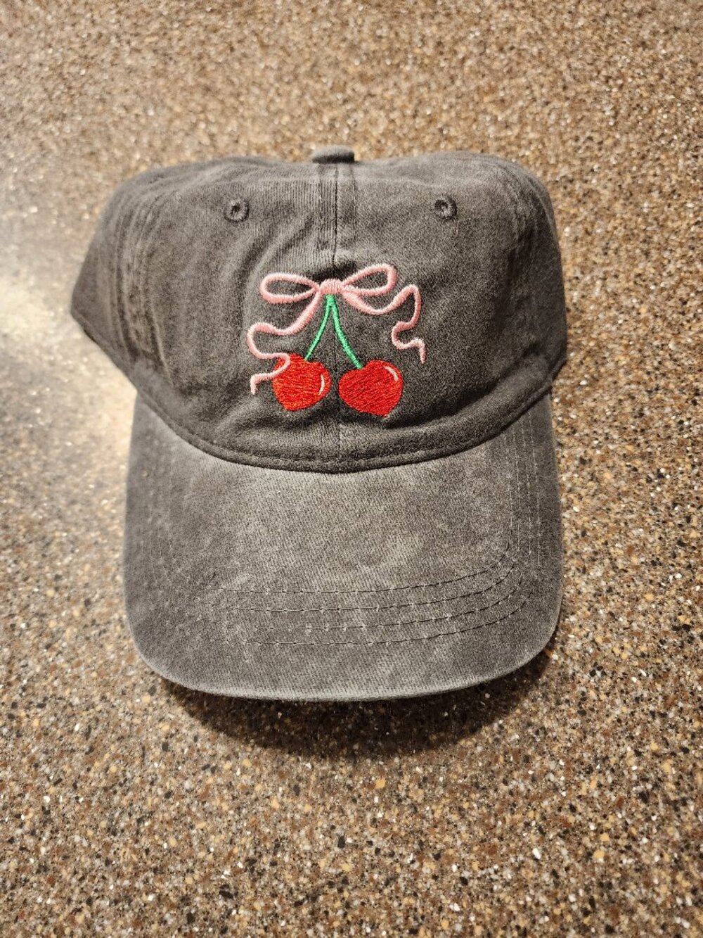 Grey hat with Cherries